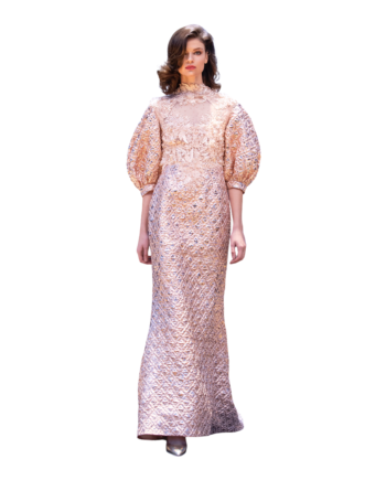 Couture mandarin long brocade dress