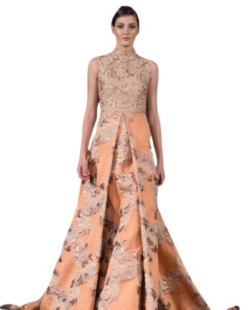 Addy van den Krommenacker Couture pastel brocade embroided lace dress