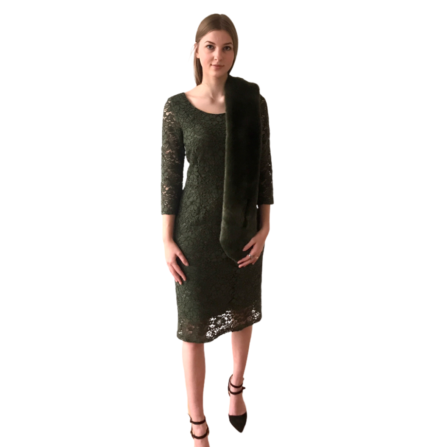 green lace tube dress