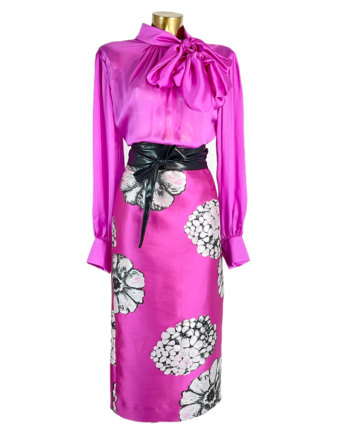 Silk chiffon blouse and mikado  skirt