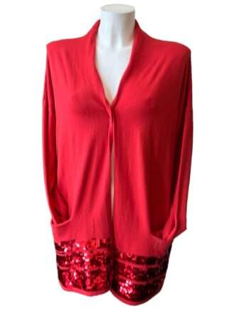 Cardigan sequined border red