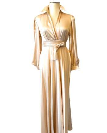 2547 satin shawlcollar maxi dress champagne