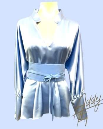 Addy van den Krommenacker  satin blouse with belt