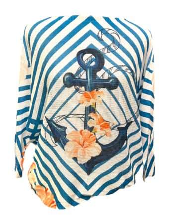 Sailor Pullover cotton  M/L turqoise