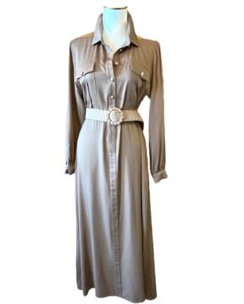 2567 khaki chemise dress midi size M