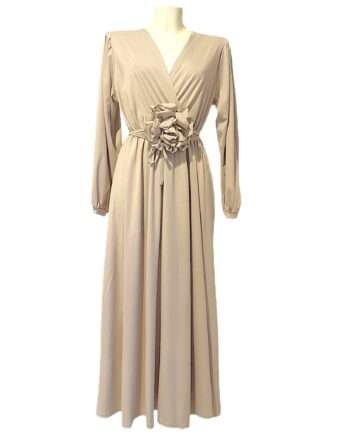 Corsage dress camel