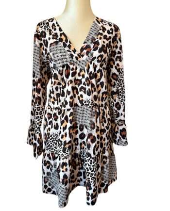 Tuniek Jurk met V-hals Maculato Print (Maat L/XL)