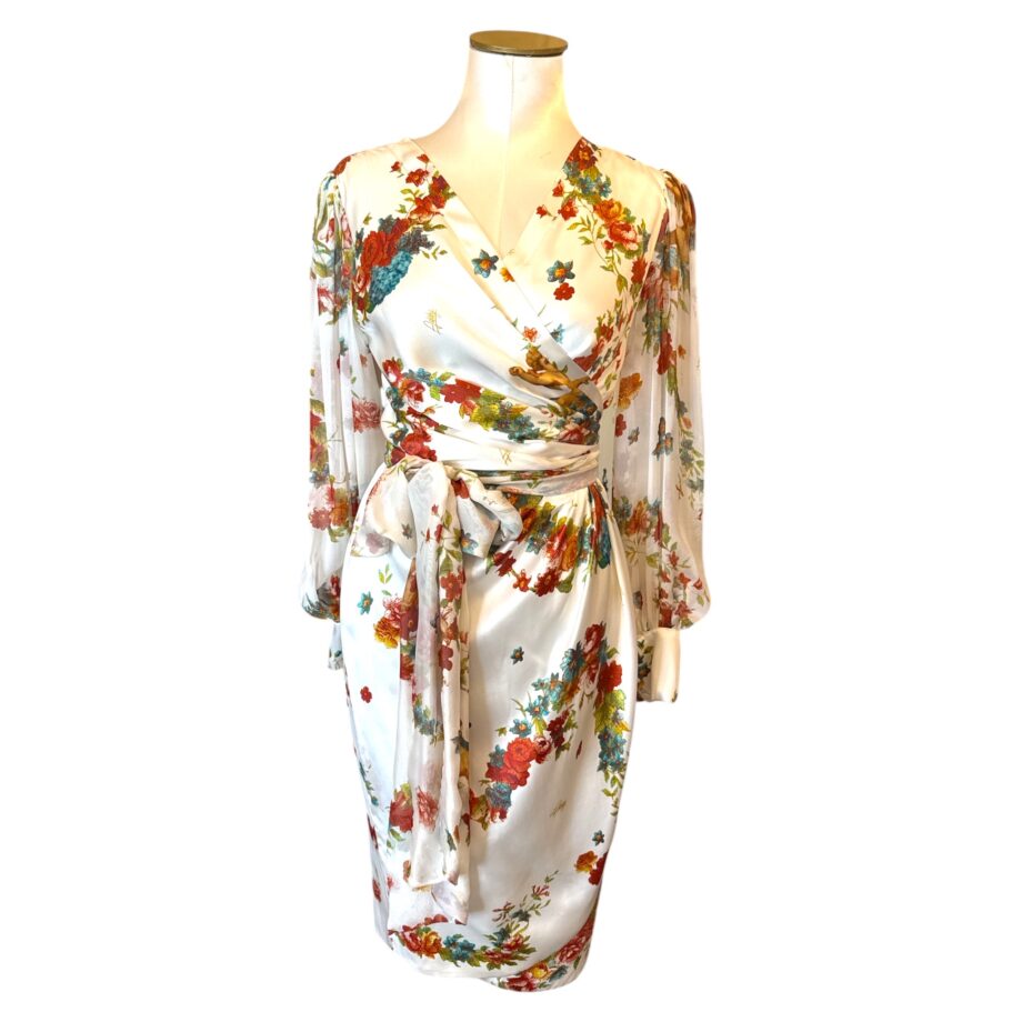 Silk satin couturedress romantic print