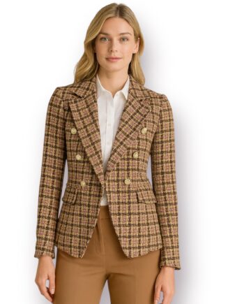 F5010 double breasted blazer boucle