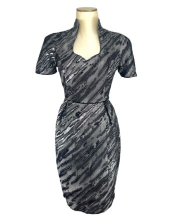 Metallic jacquard dress with sculpted collar Size S/M