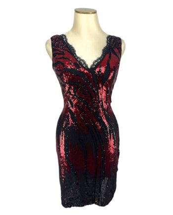 Red Noir sequin V neck dress S
