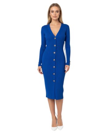 Buttoned knit midi dress S/M