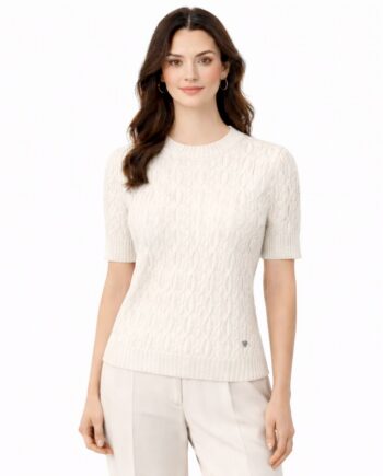 Knitted pullover mid-lenght sleeve off white