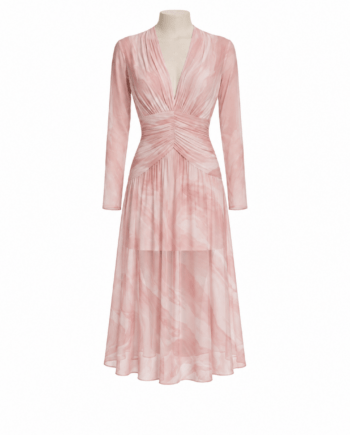 Tulle printed draped dress