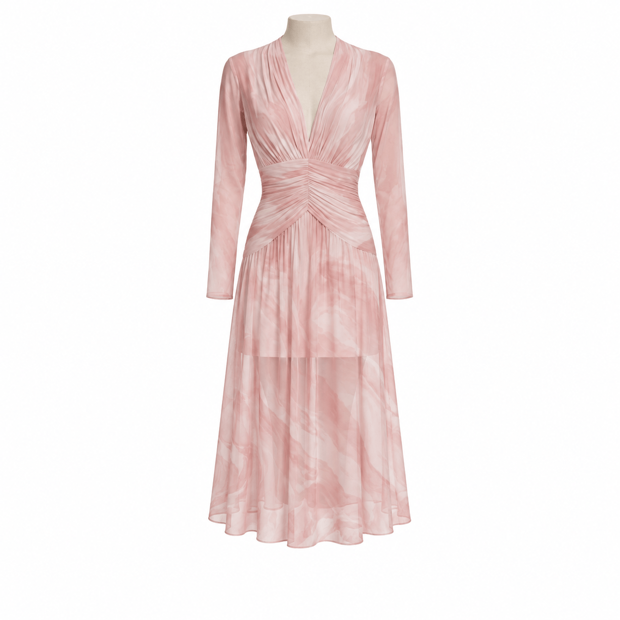 Tulle printed draped dress