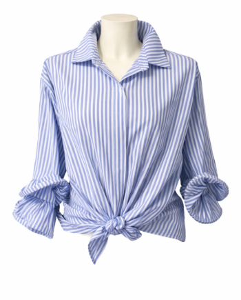 Stripe  blouse with volant sleeve