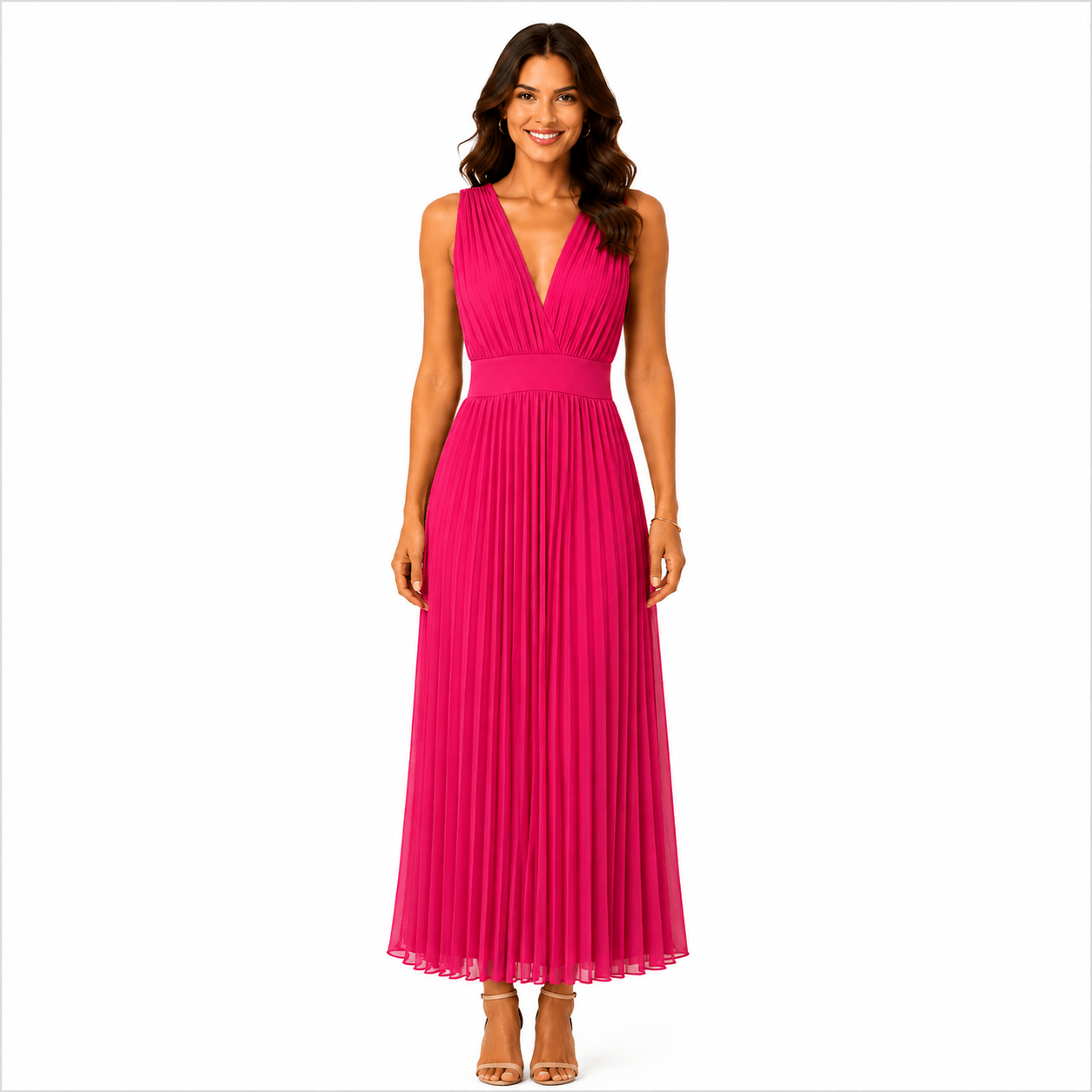 Dress Patricia plissé uni fuchsia