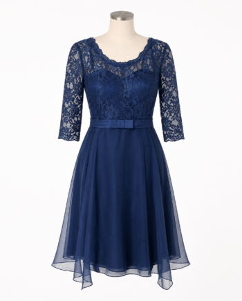Dress navy flirty lace organza