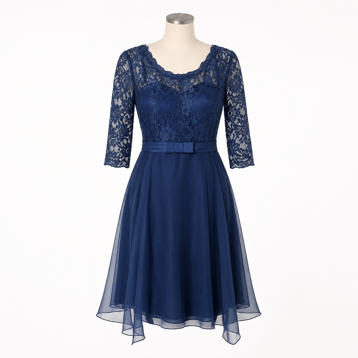 Dress navy flirty lace organza