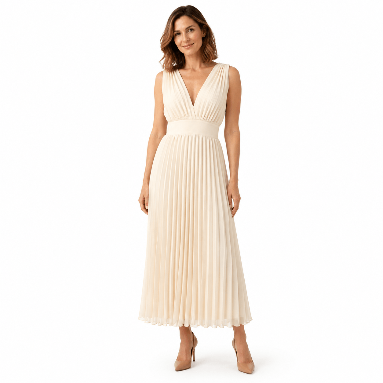 Dress Patricia plissé uni ecru
