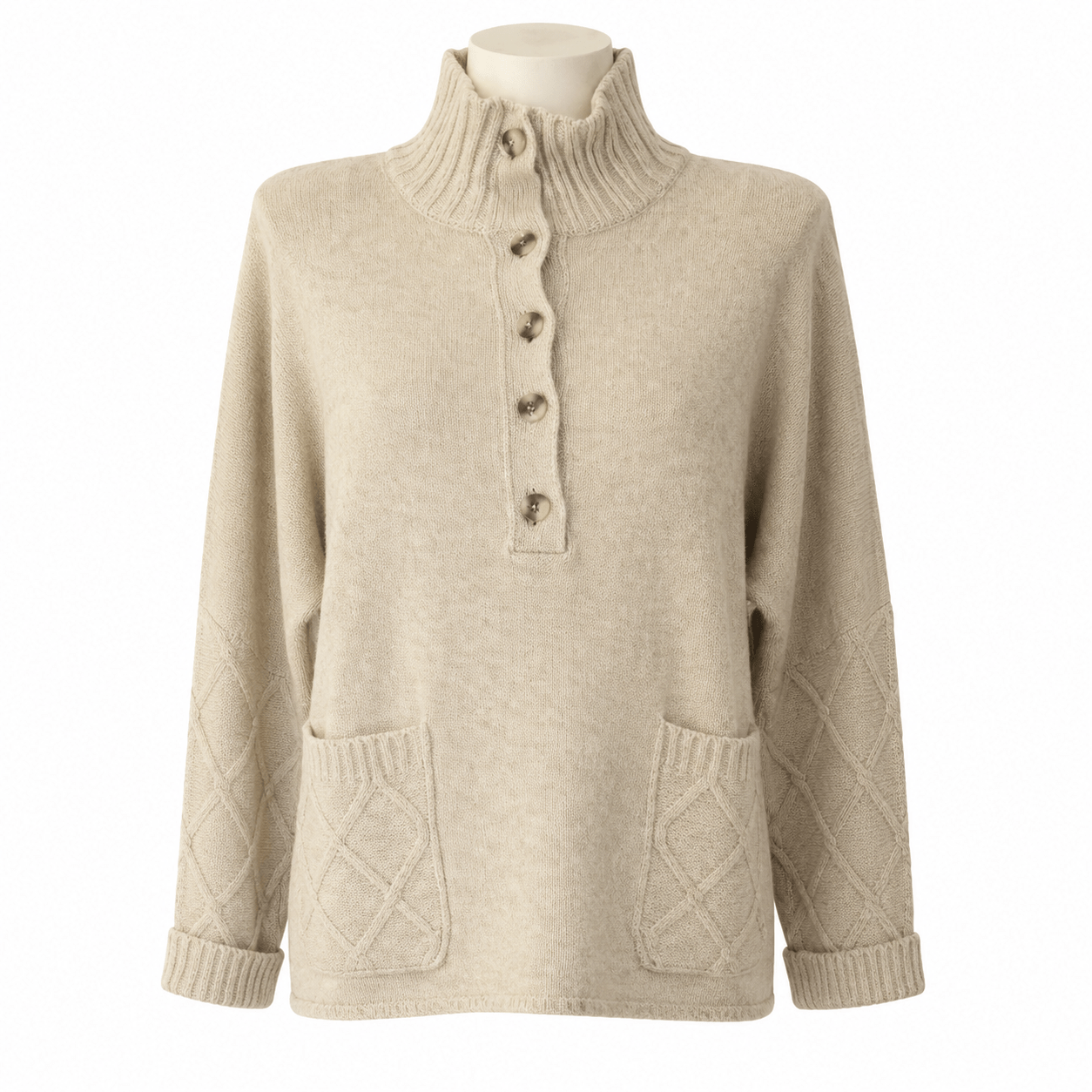 Pullover P13 high collar button pullover