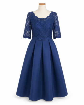 Dress navy satin lace