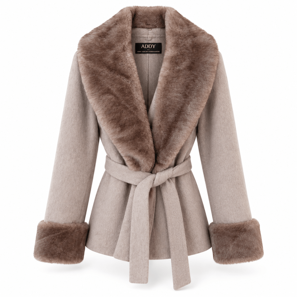 Jacket double face wool taupe
