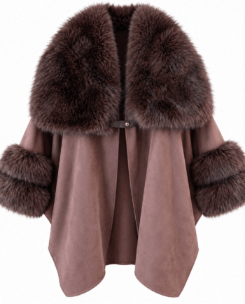Coat cape with faux fur details marron