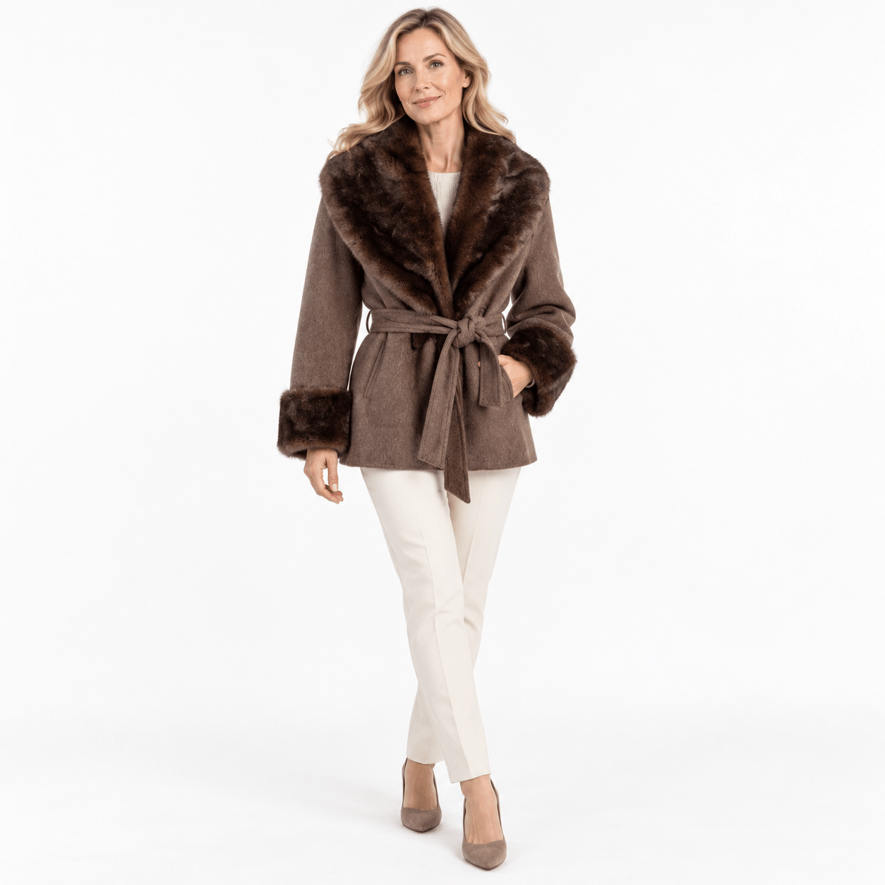 Jacket double face wool brown