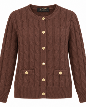 Pullover P03A cardigan cable brown