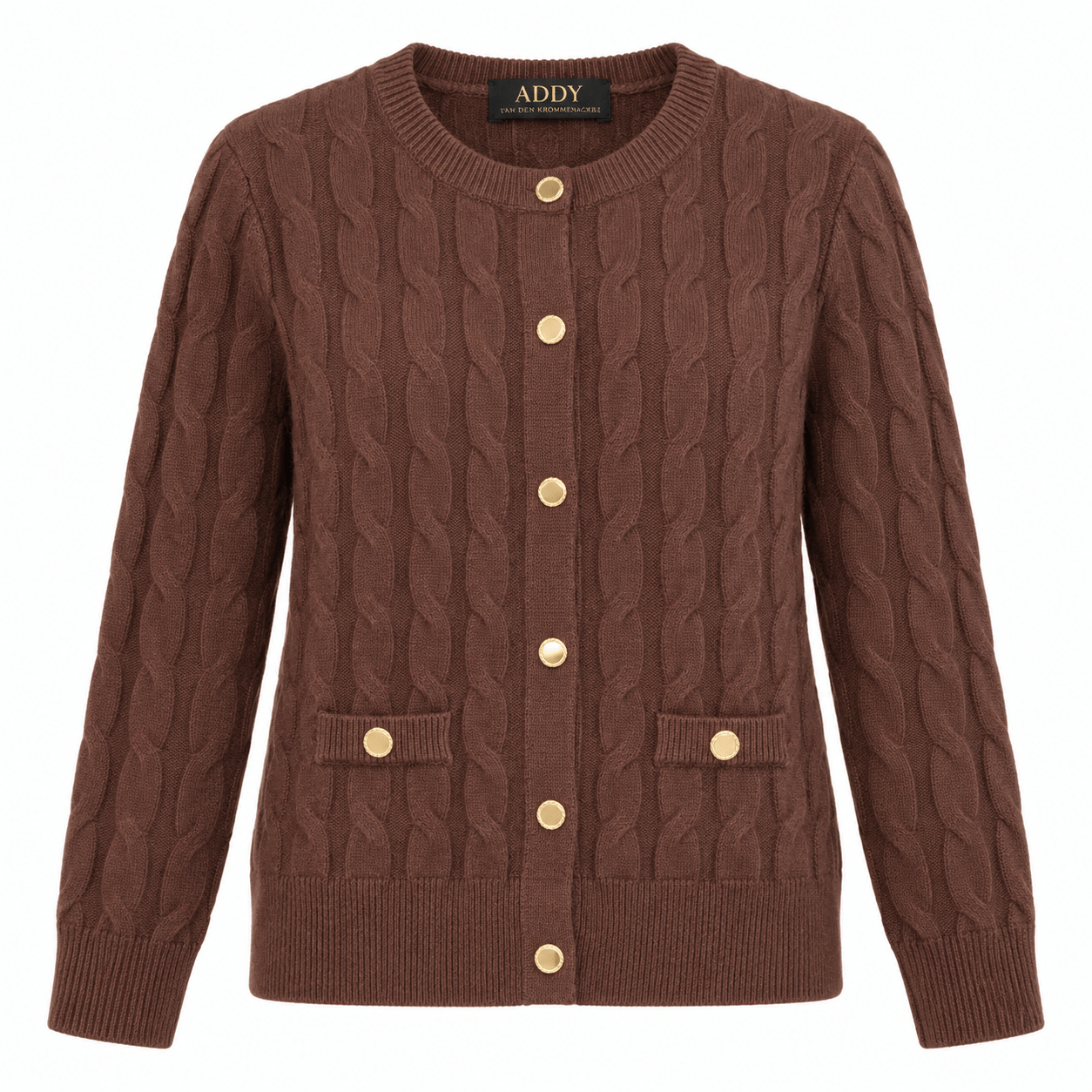 Pullover P03A cardigan cable brown