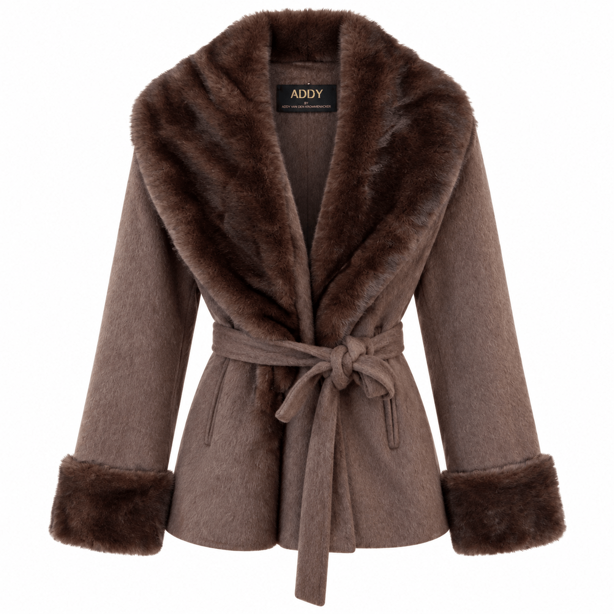 Jacket double face wool brown