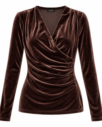 Top V neck draped velvet