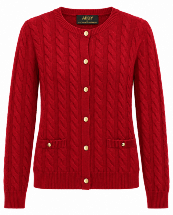 Pullover P03A cardigan cable red