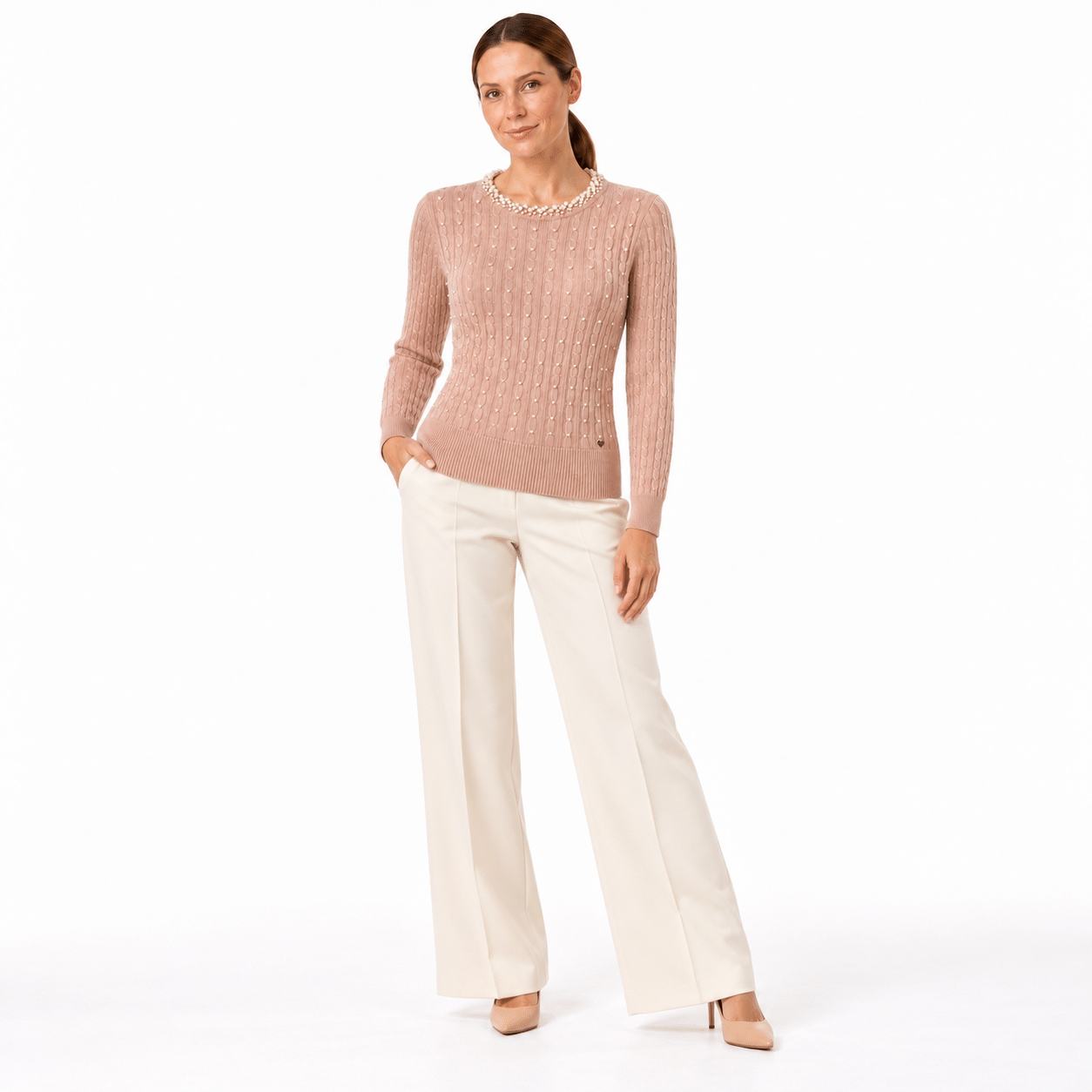 Pullover with pearls