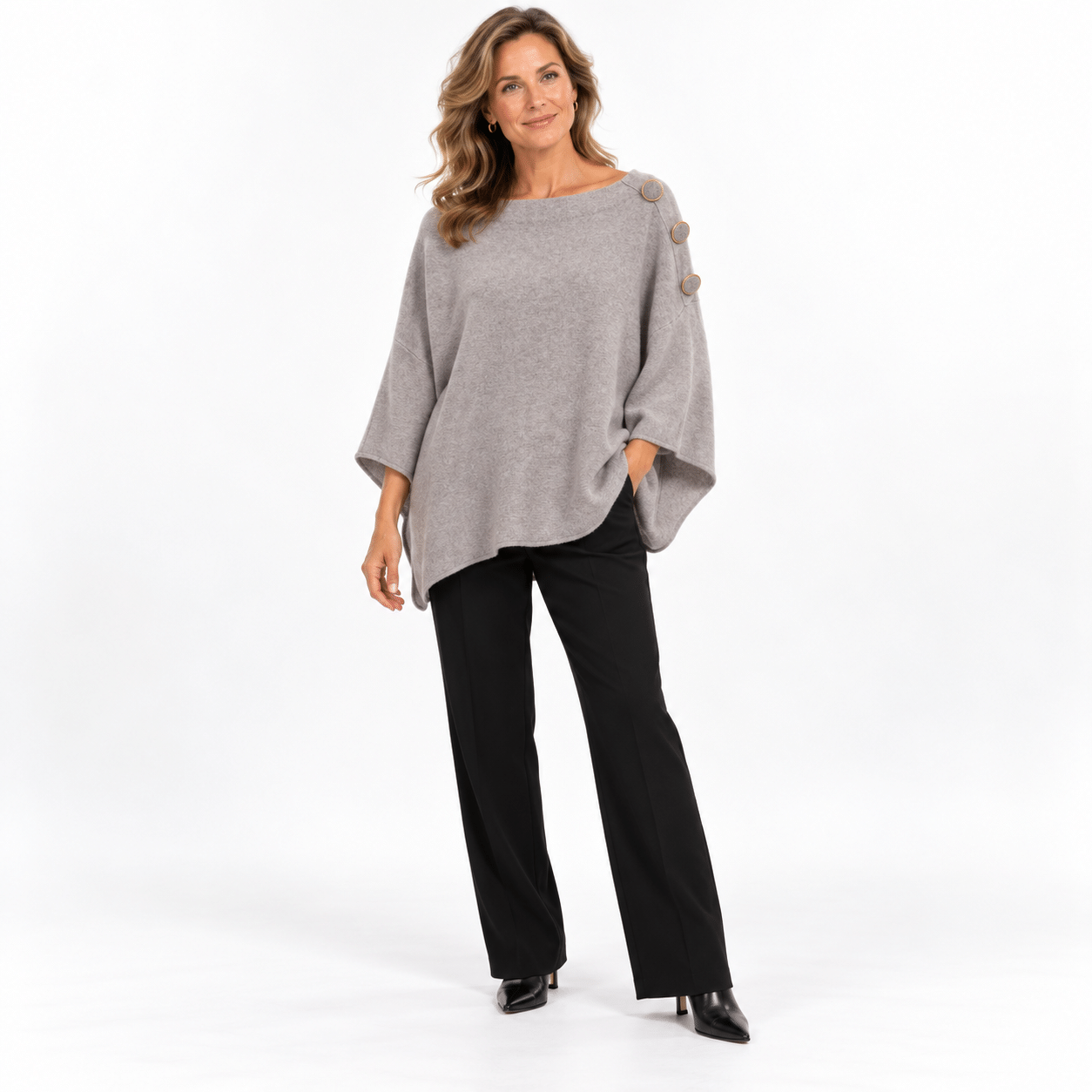 Pullover grey buttons