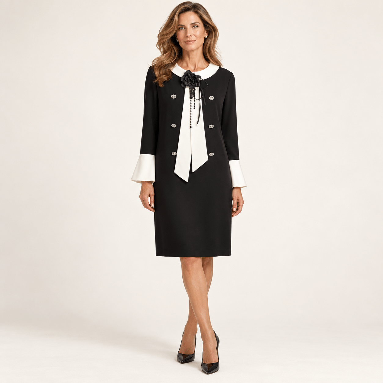 Black white coco dress size L