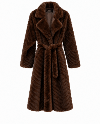Coat midi faux fur chevron