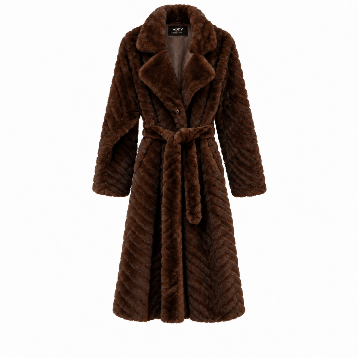 Coat midi faux fur chevron