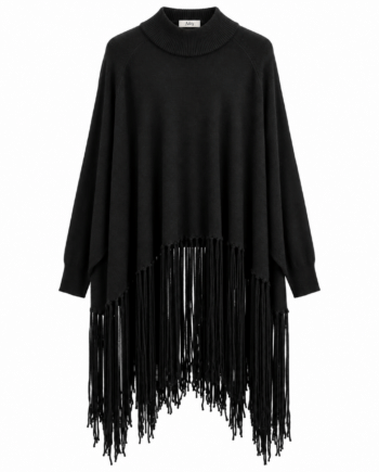 Pullover black fringed