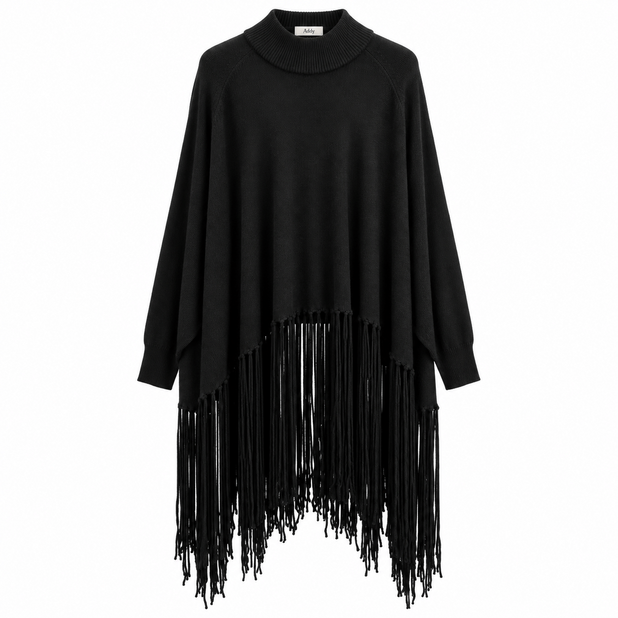 Pullover black fringed