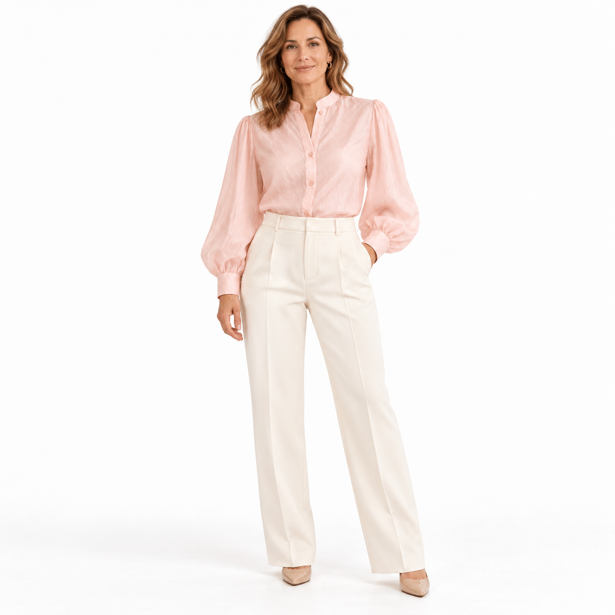 Blouse puff sleeve pink