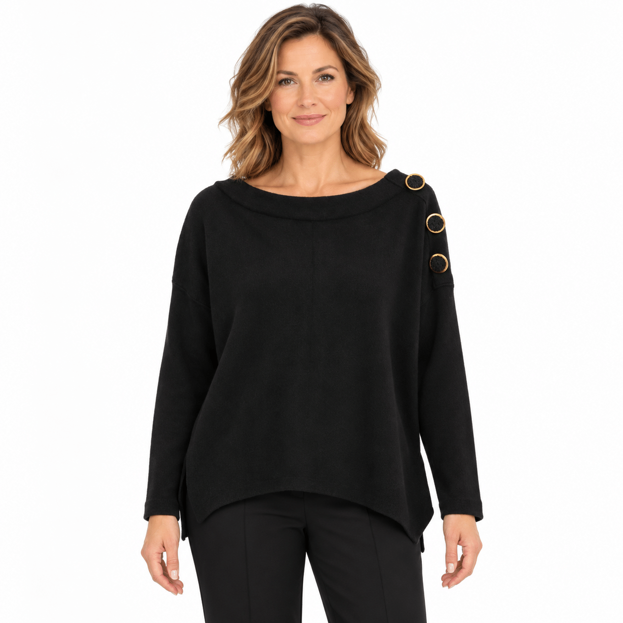 Pullover black buttons