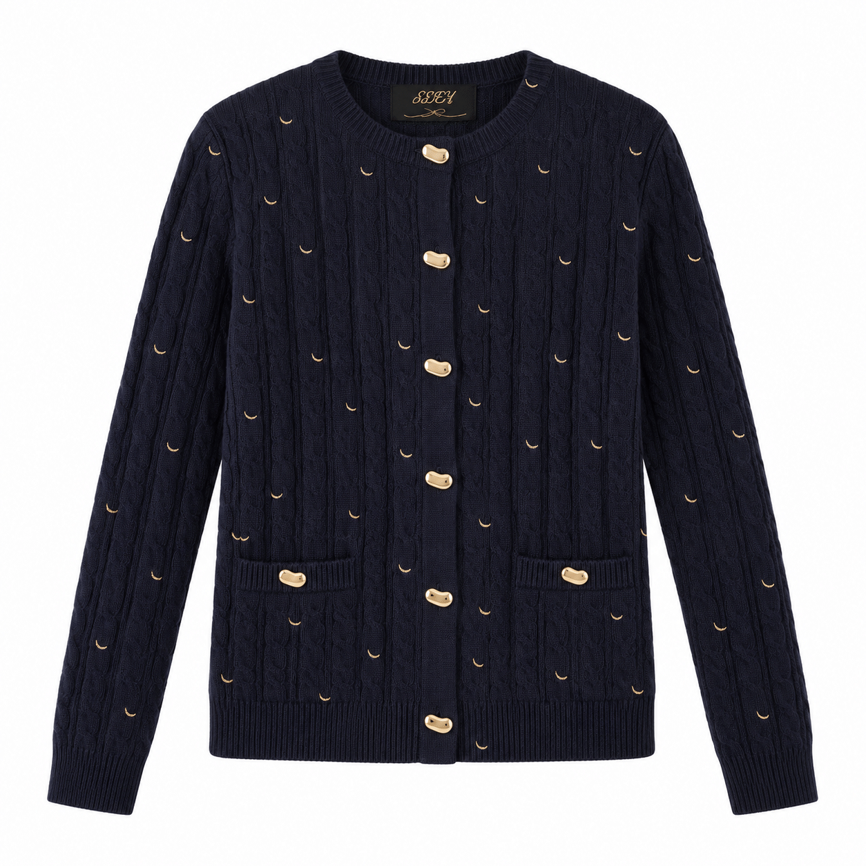 Pullover P03A cardigan cable blue
