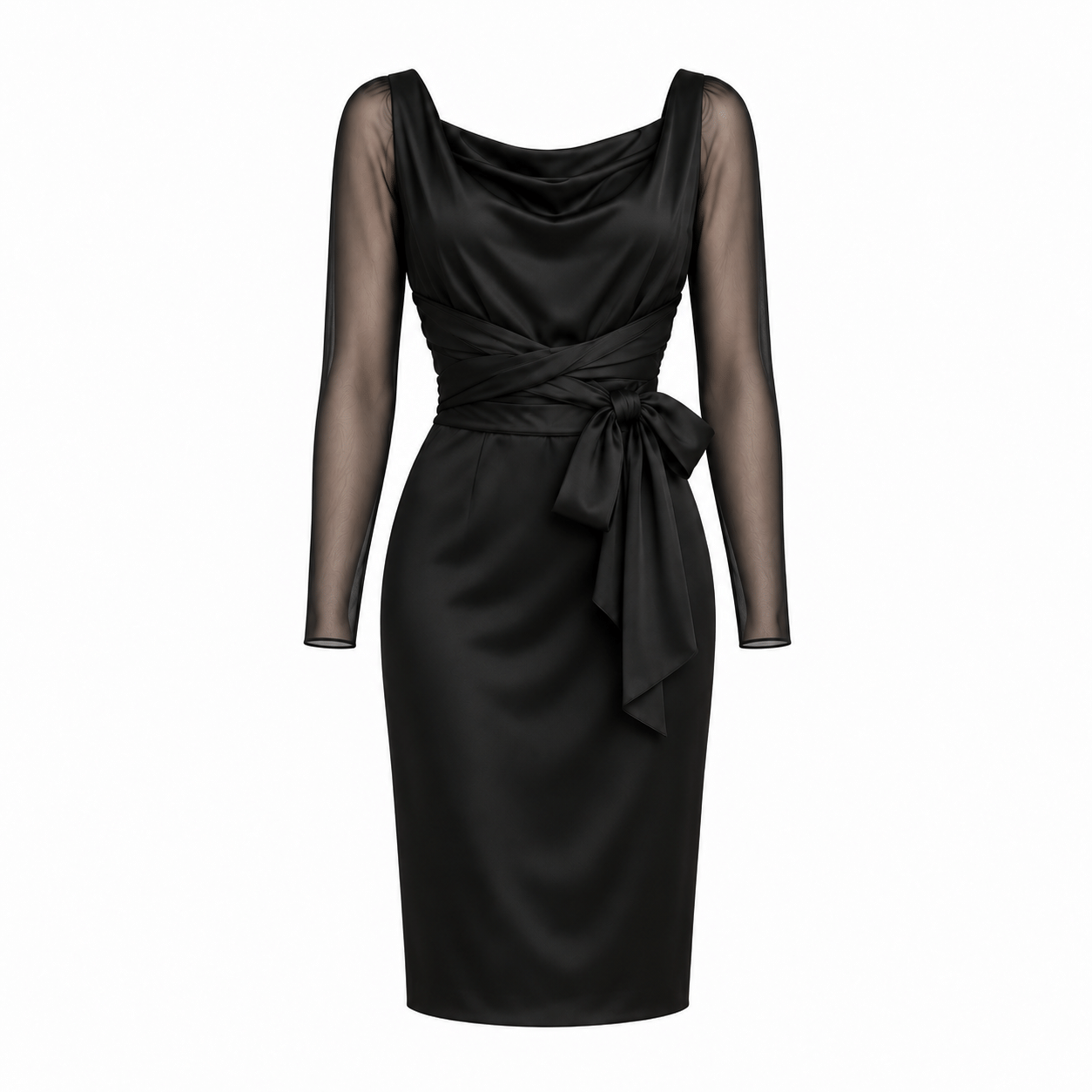 Silk satin dress black size XL