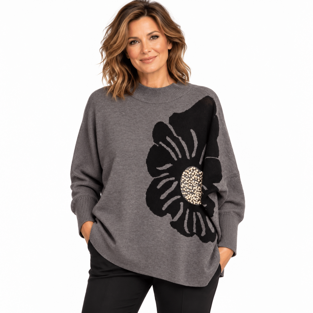 Pullover big sign grey