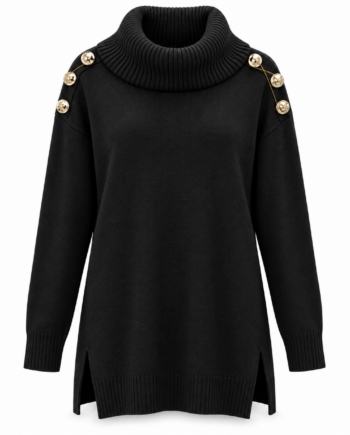Pullover black shoulderbutton