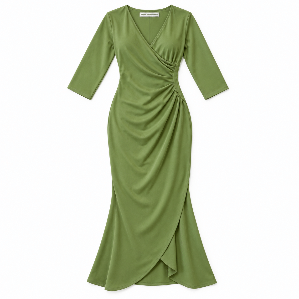 Olive crepe long dress