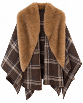 Poncho with ecofur detail