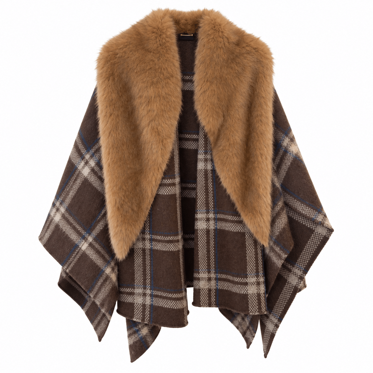 Poncho with ecofur detail